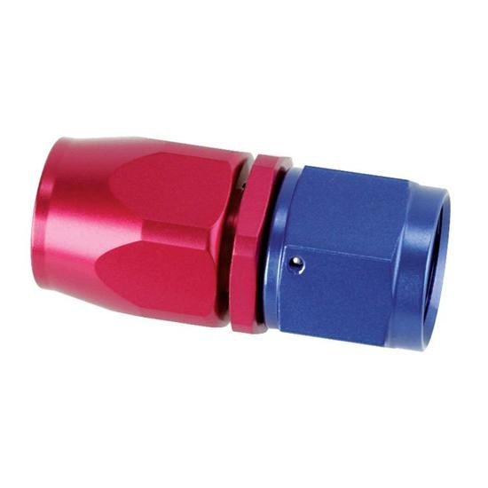 Full Flow Swivel Hose End Fitting, Straight, Red/Blue, -8 AN